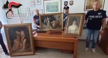 Aci Castello: rinvenuti 3 quadri antichi trafugati in un museo dieci anni fa