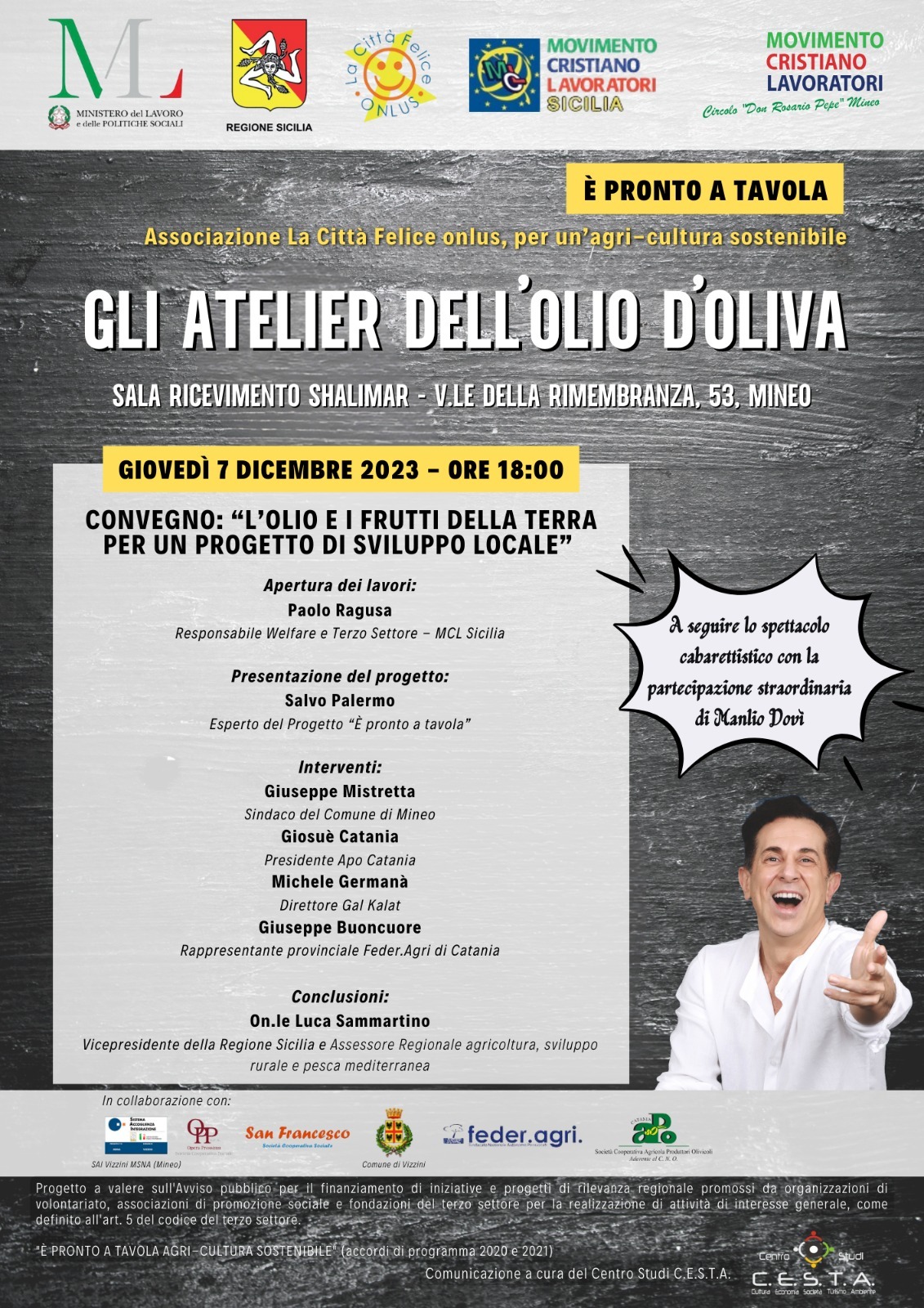 “E’ pronto a tavola”: a Mineo un evento sull’olio d’oliva tra cultura e sostenibilità agricola
